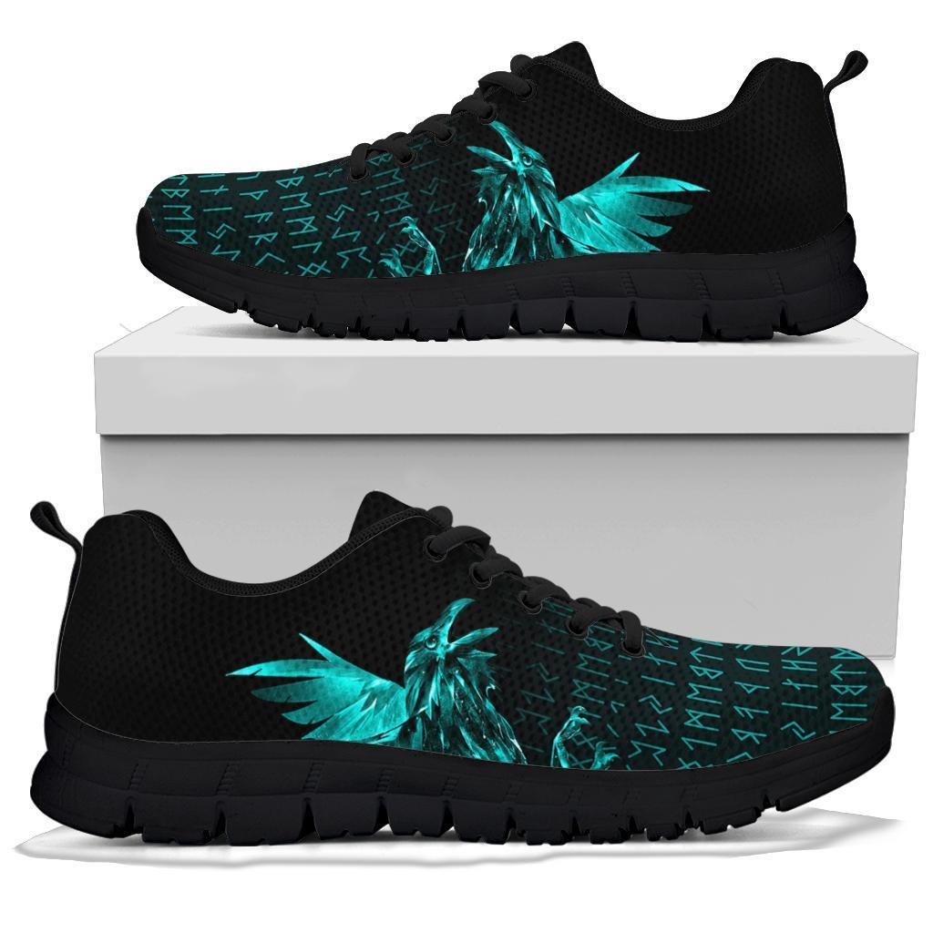 Viking Sneakers - The Raven Of Odin Rune Cyan RLT12