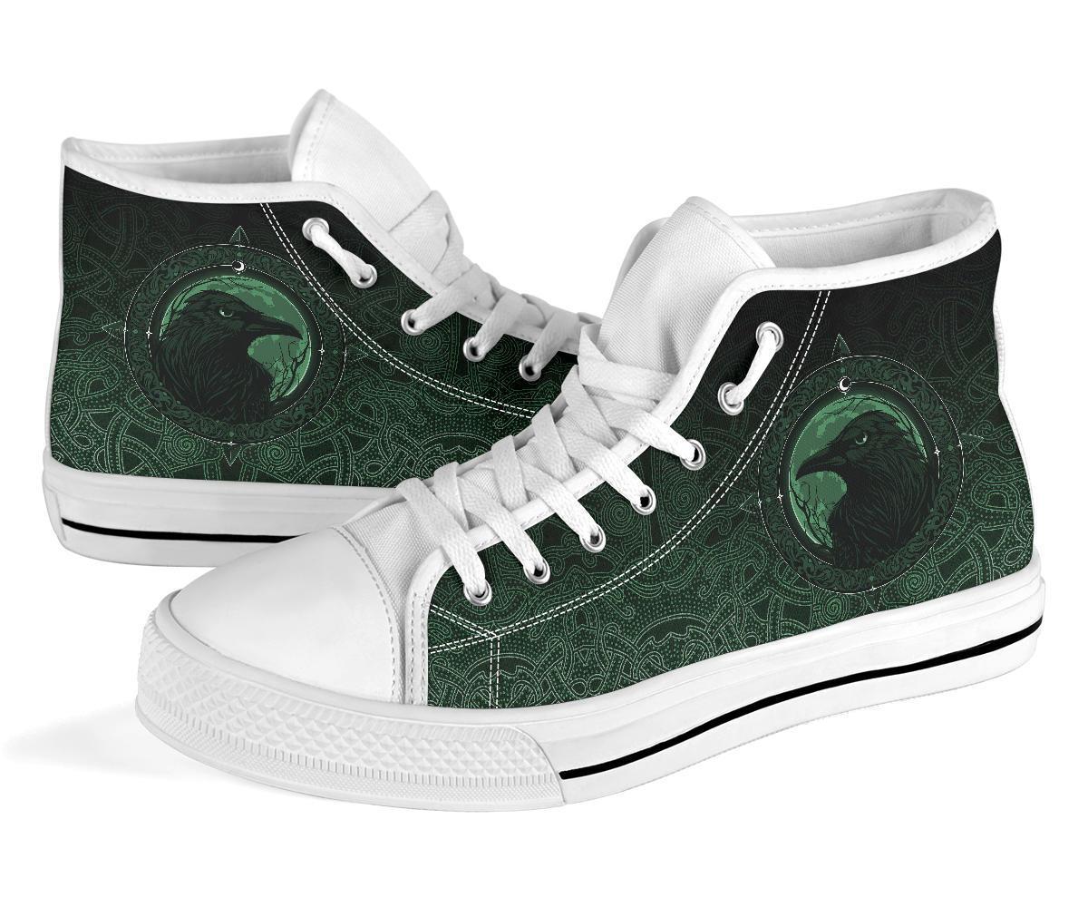 Viking High Top Shoes, Ethnic Odin Raven Green RLT12
