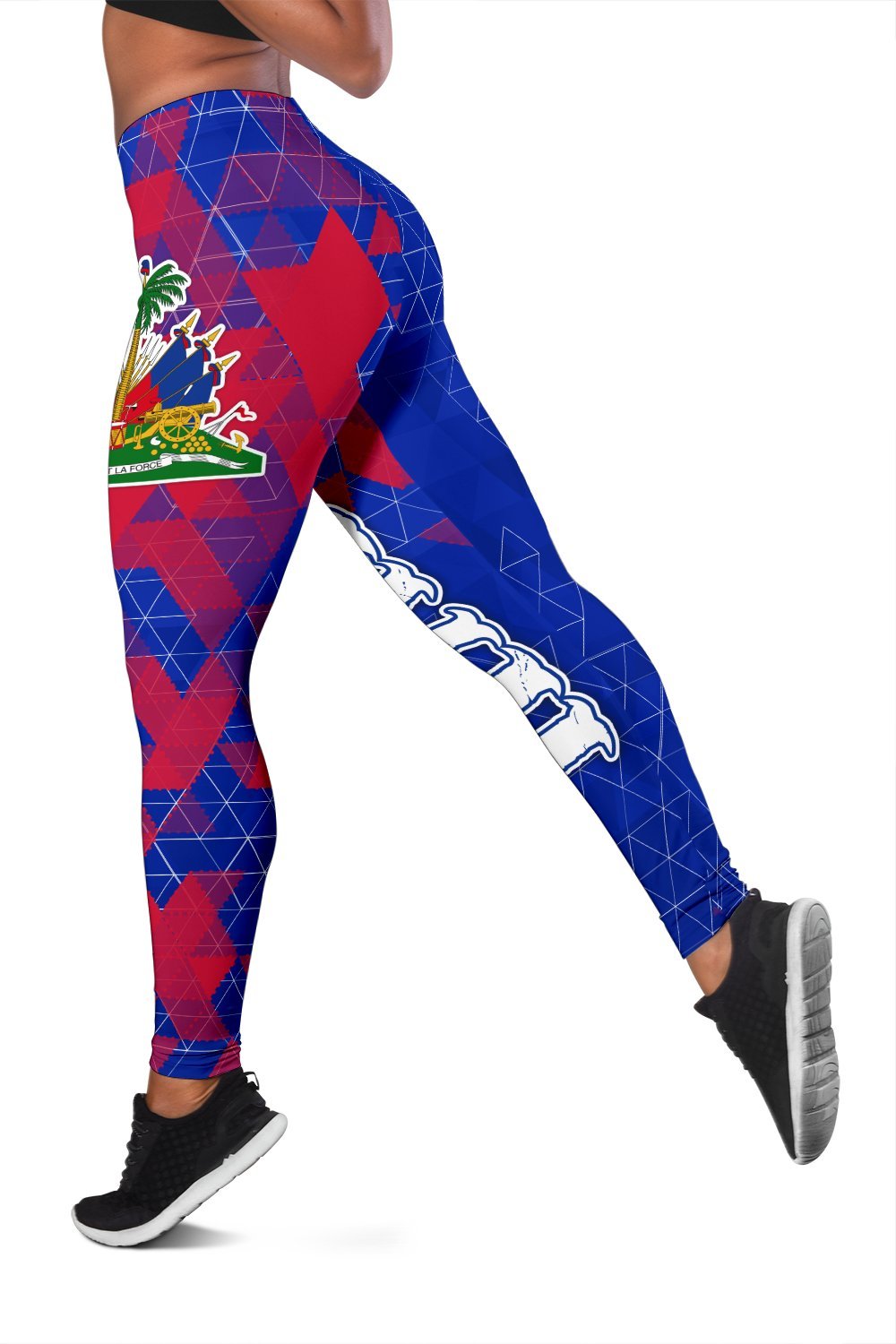 Haiti Leggings - National Flag Polygon Style