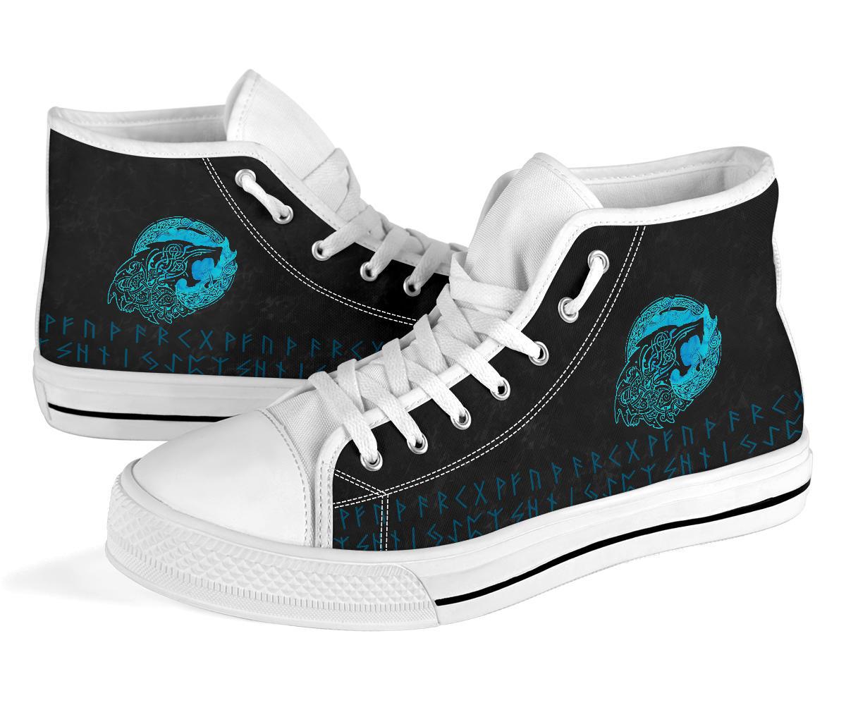 Viking High Top Shoes Fenrir Wolf Cyan RLT12