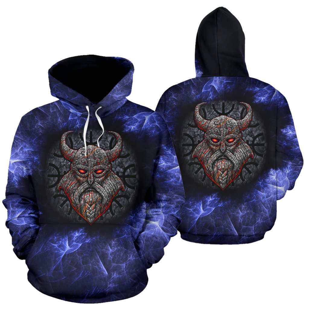Viking Pullover Hoodie - Stone Vikings With A Horned Helmet RLT12