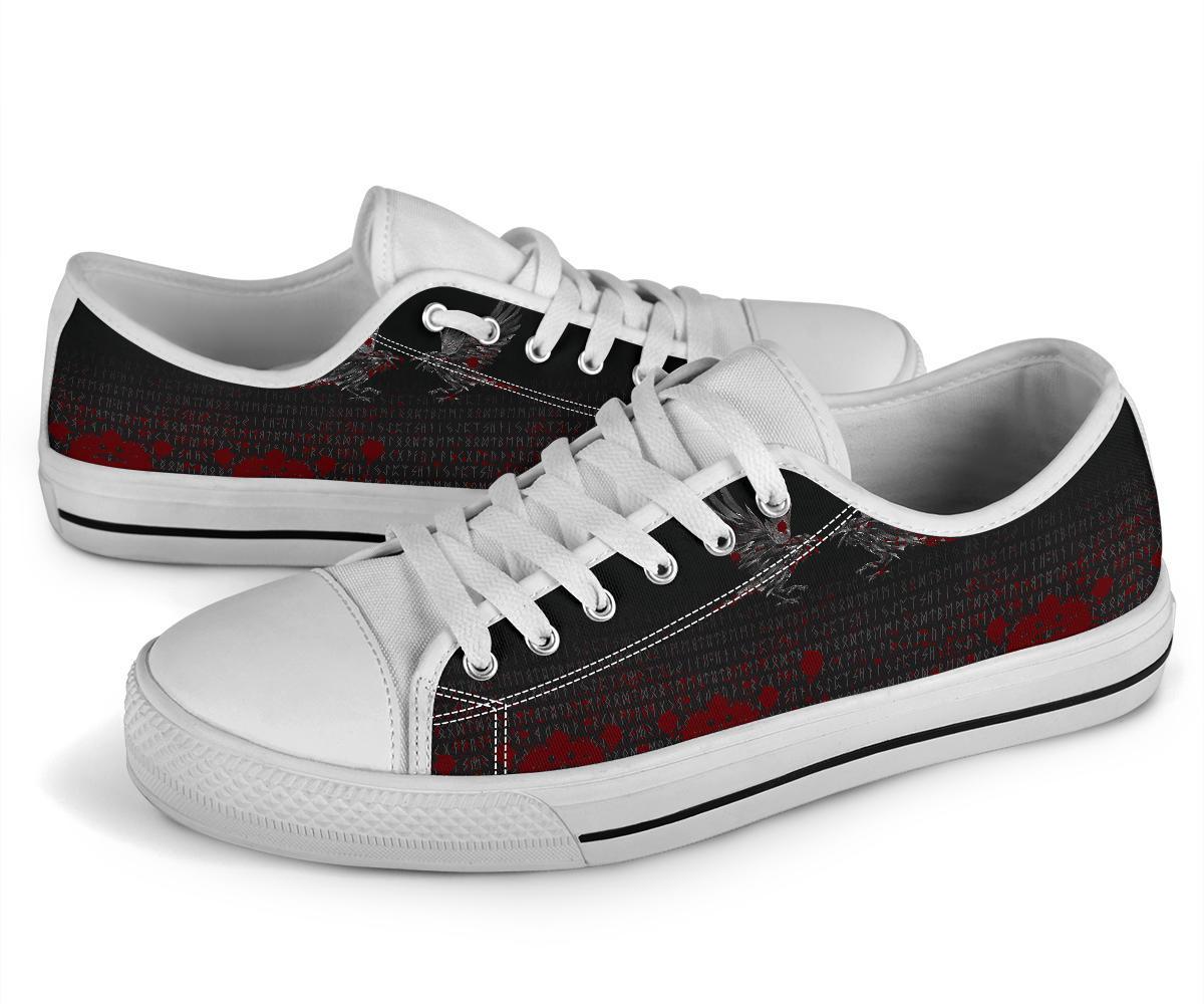 Viking Low Top Shoes Odin Huginn and Muninn Rune Blood RLT12