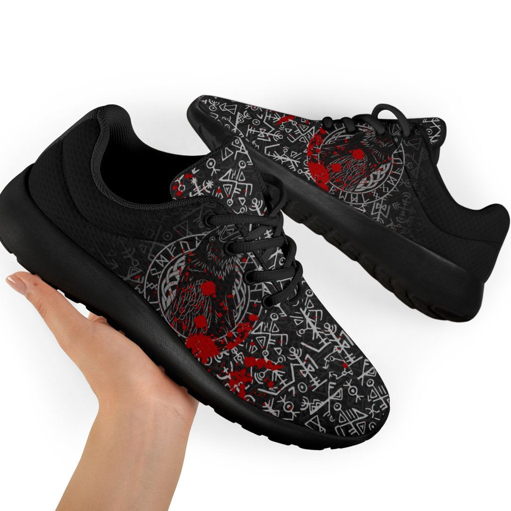 Viking Sporty Sneakers - Odin Raven Rune Futhark Blood RLT12
