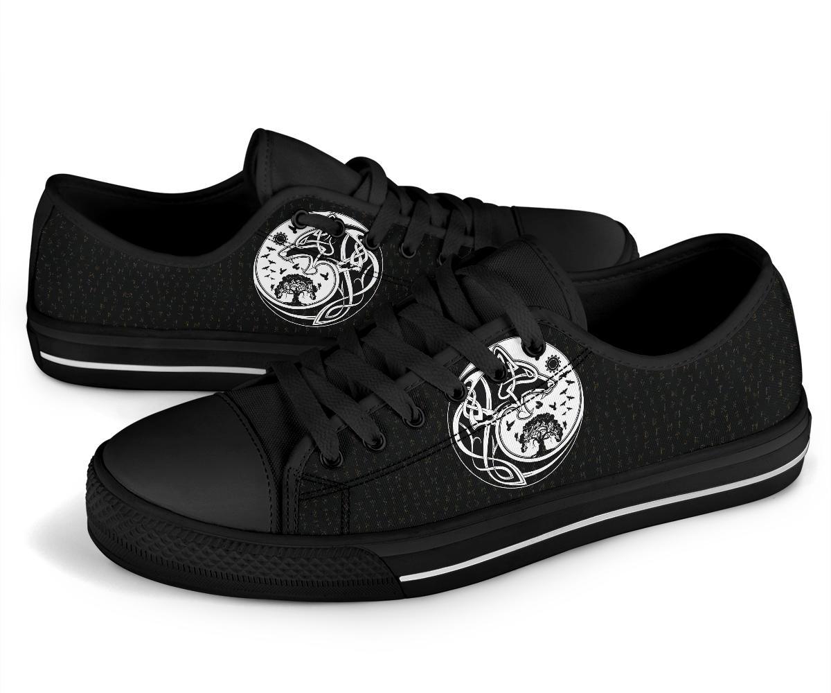 Viking Low Top Shoes, Skoll and Hati Rune Tattoo RLT12