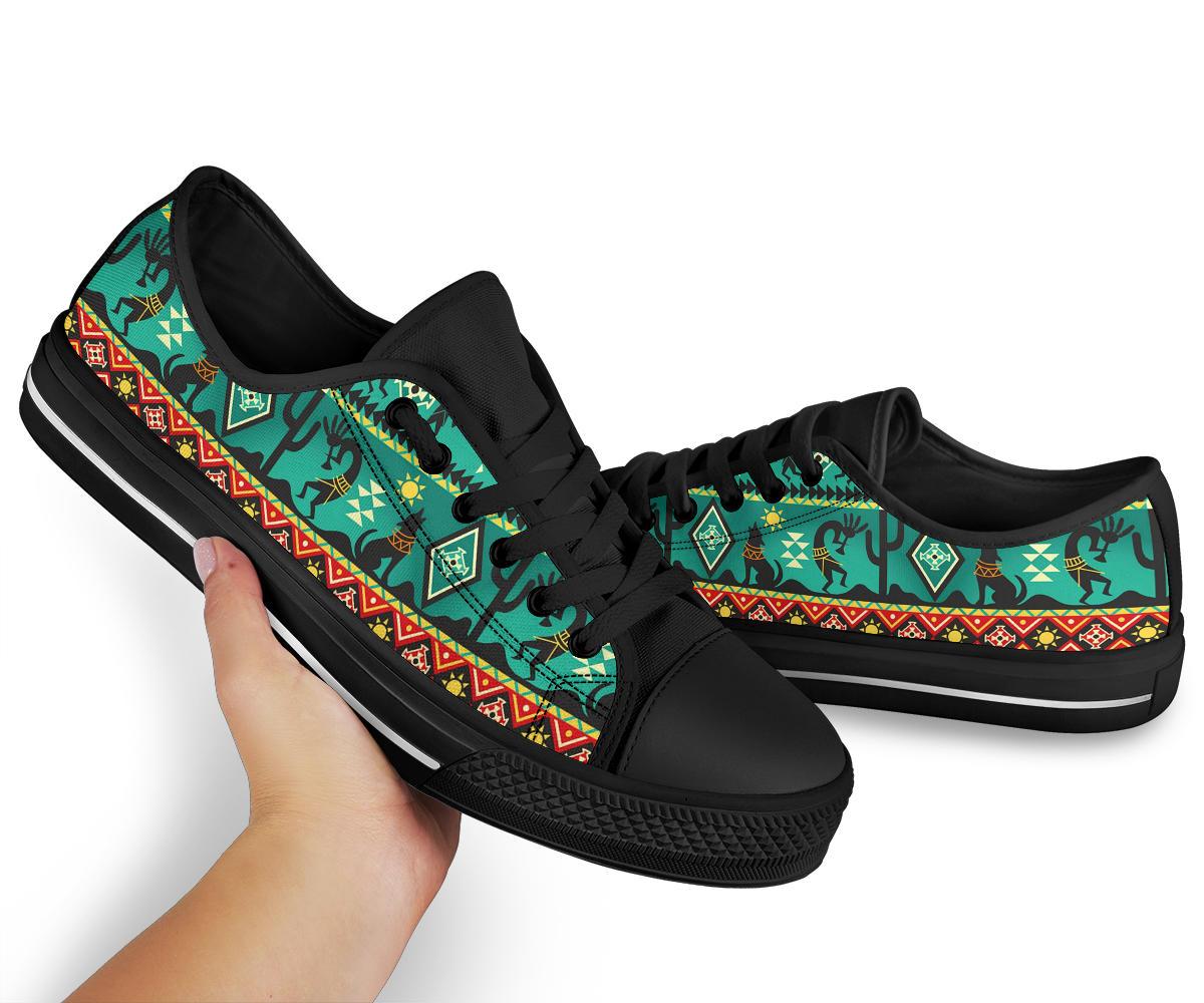 Kokopelli Myth Green Native American Low Top Canvas Shoes LT10