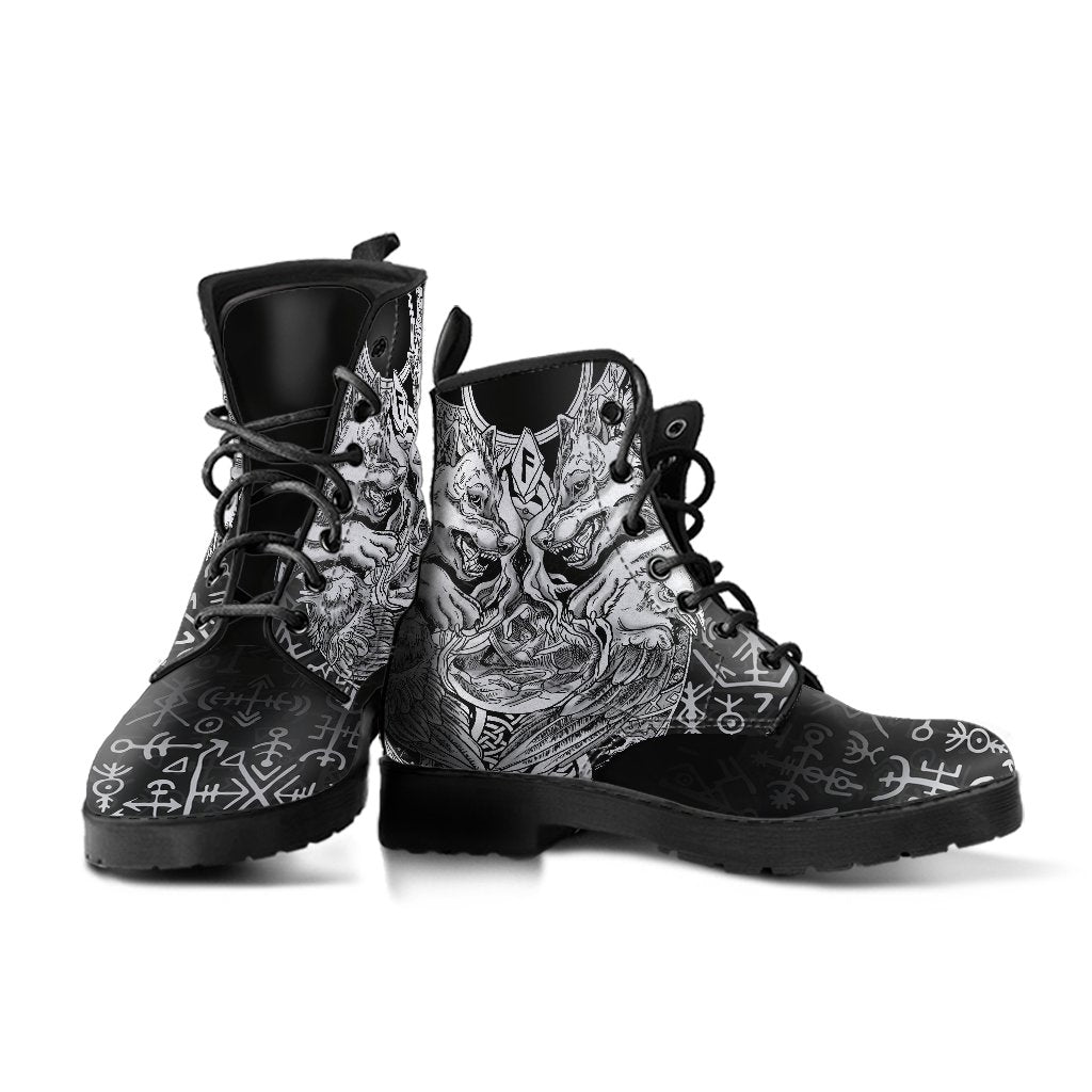 Viking Leather Boots Wolf and Raven Special RLT12