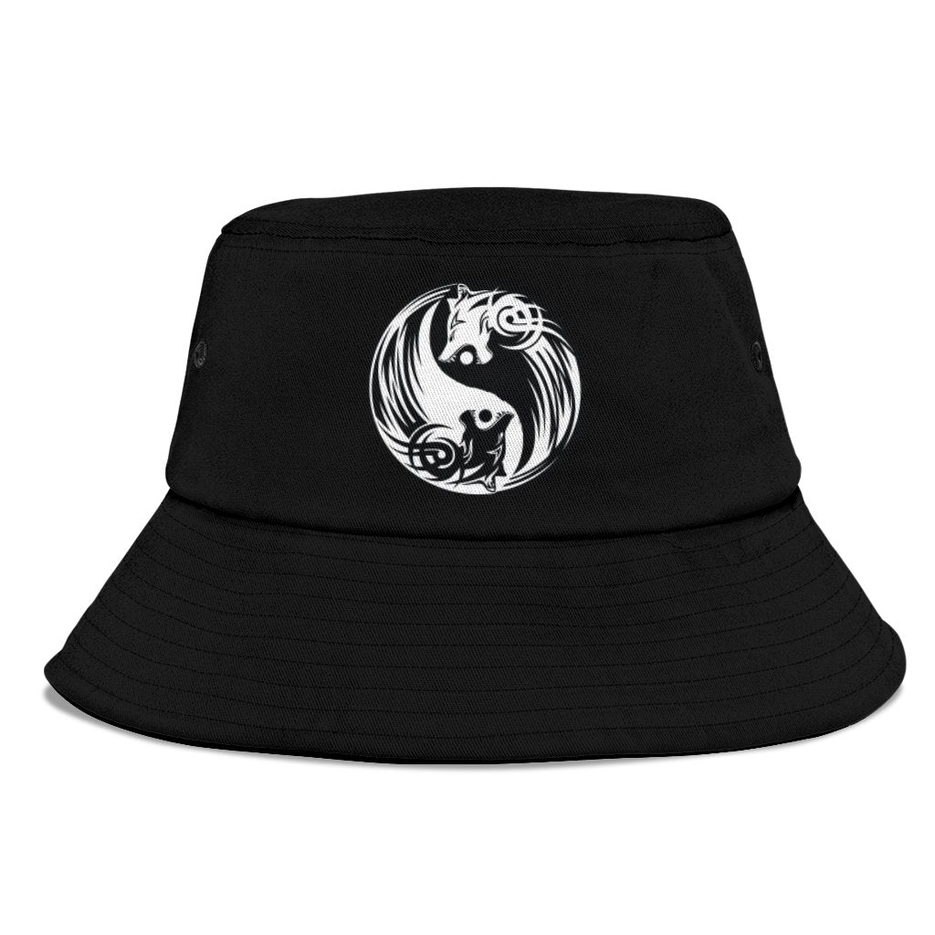 Viking Bomber Bucket Hat Ying Yang Wolf RLT12