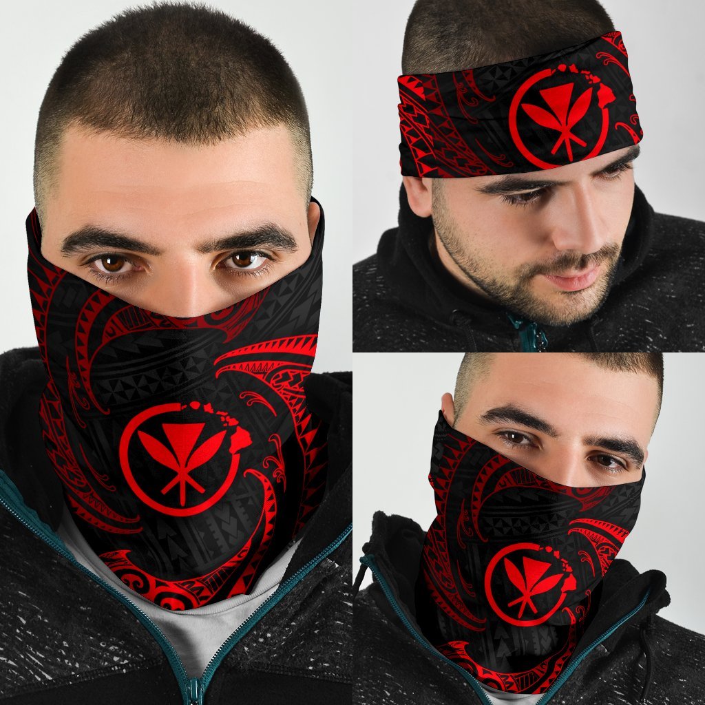 Polynesian Hawaii Bandana 3 - Pack - Red Tribal Wave