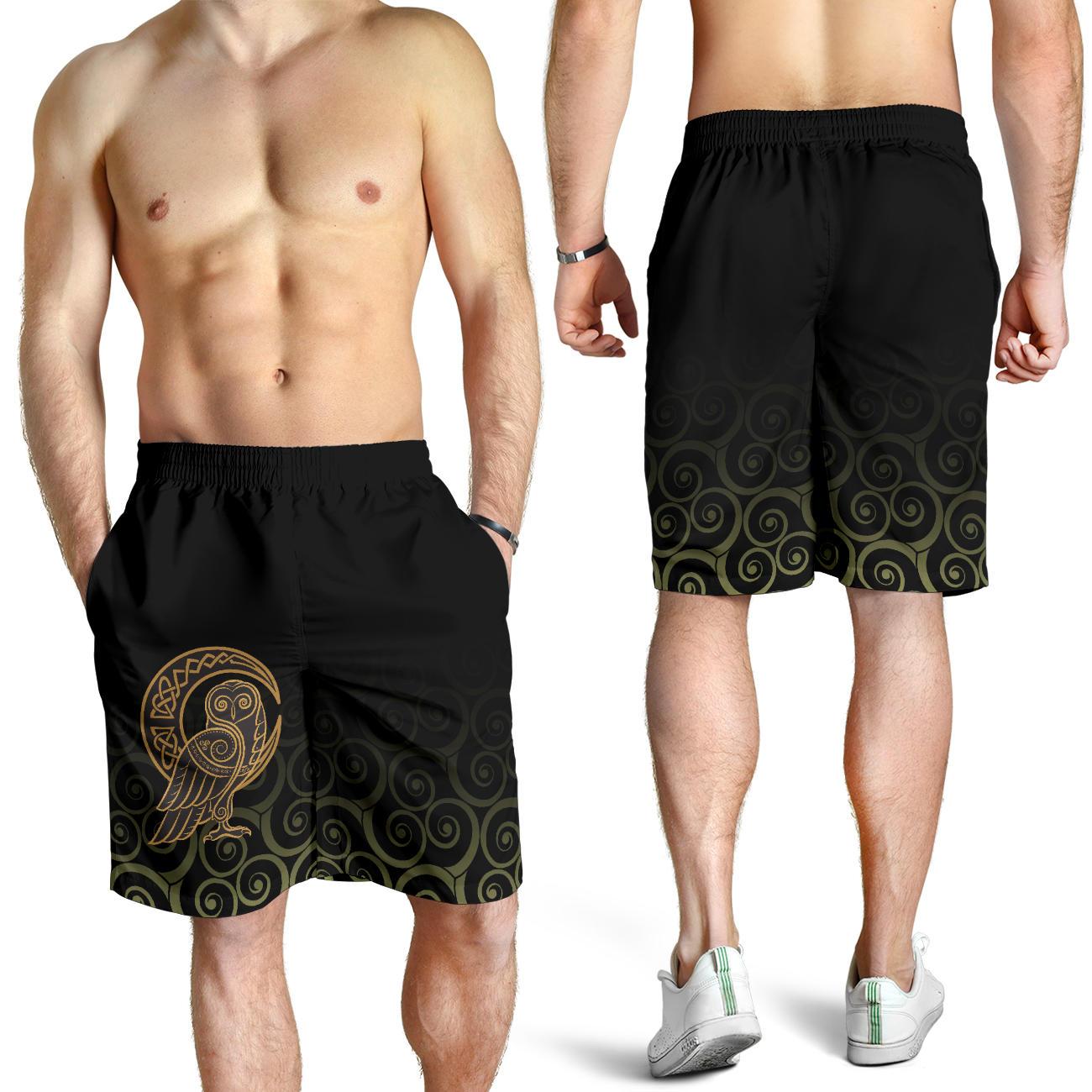Viking Men's Shorts Owl Celtic On Triskels Background RLT12