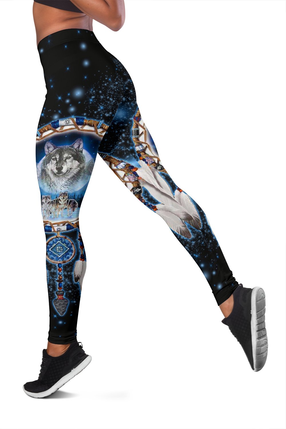 Galaxy Wolf Dreamcatcher Native American Women's Leggings LT10