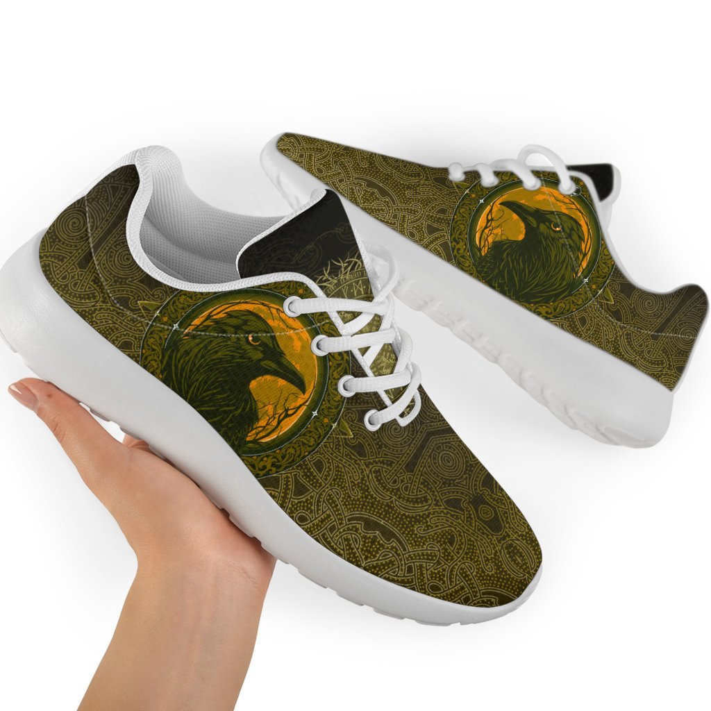 Viking Sporty Sneakers, Ethnic Odin Raven Gold RLT12