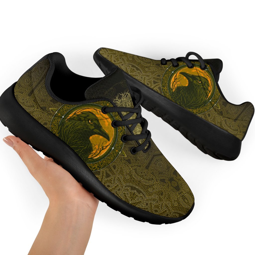 Viking Sporty Sneakers, Ethnic Odin Raven Gold RLT12