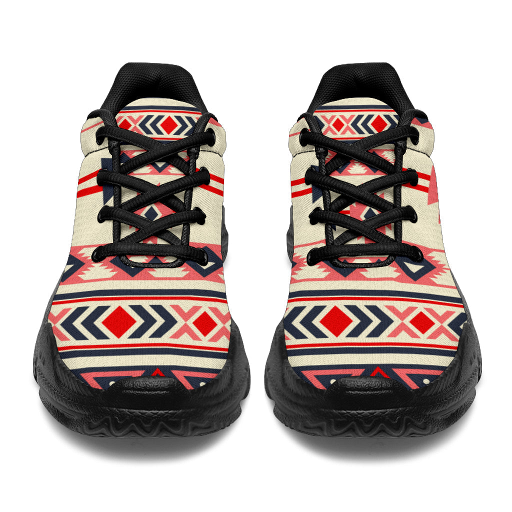 Native American Pink and Navy Pattern Chunky Sneakers LT10