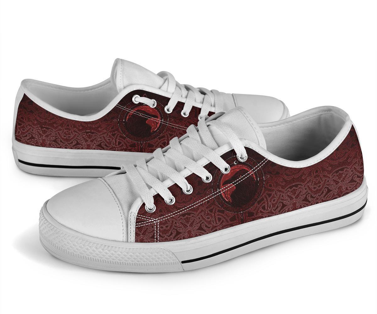 Viking Low Top Shoes, Ethnic Odin Raven Red RLT12