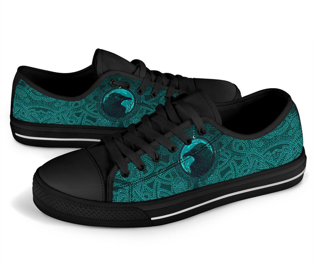 Viking Low Top Shoes, Ethnic Odin Raven Cyan RLT12