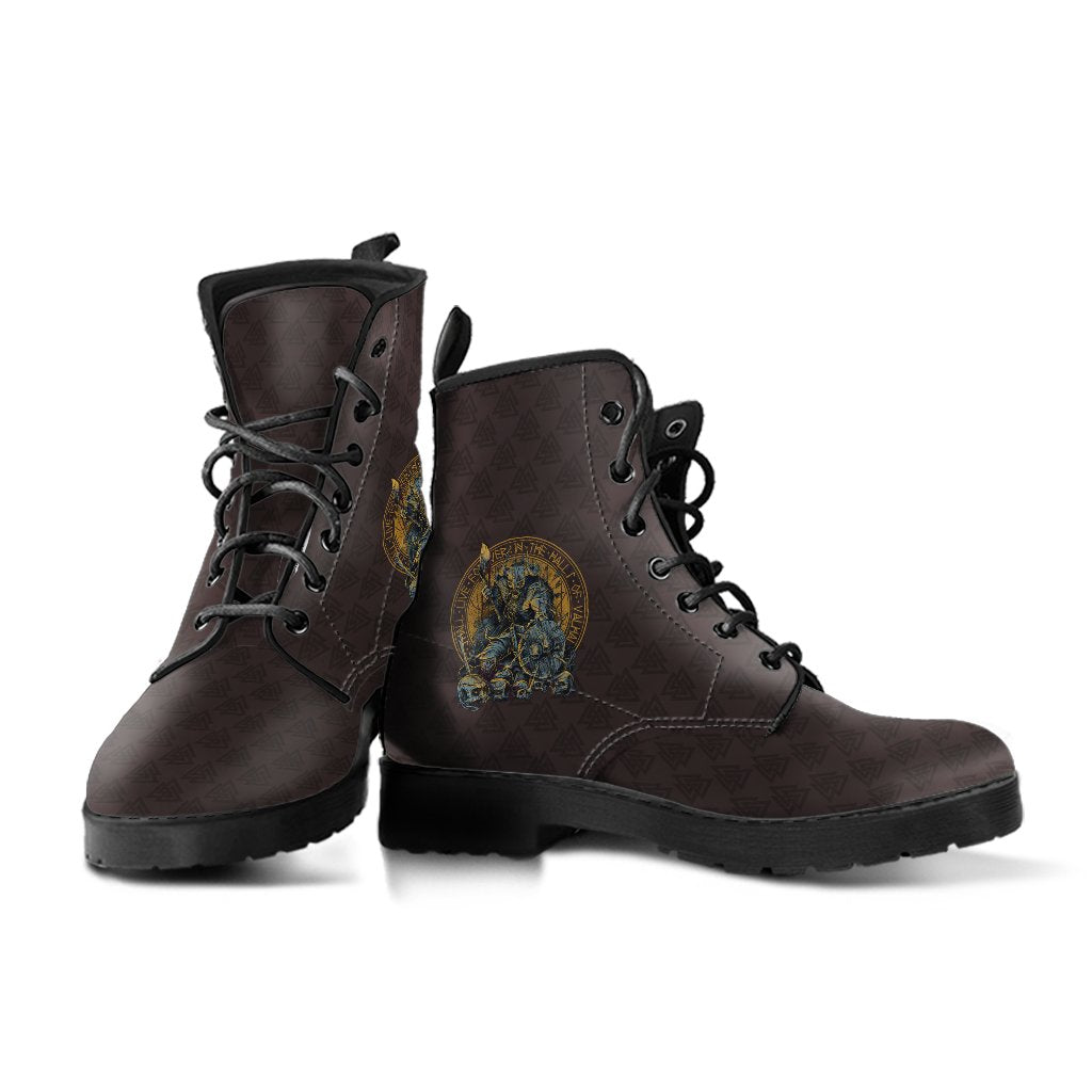Viking Leather Boots Warrior Viking Shield Skull RLT12