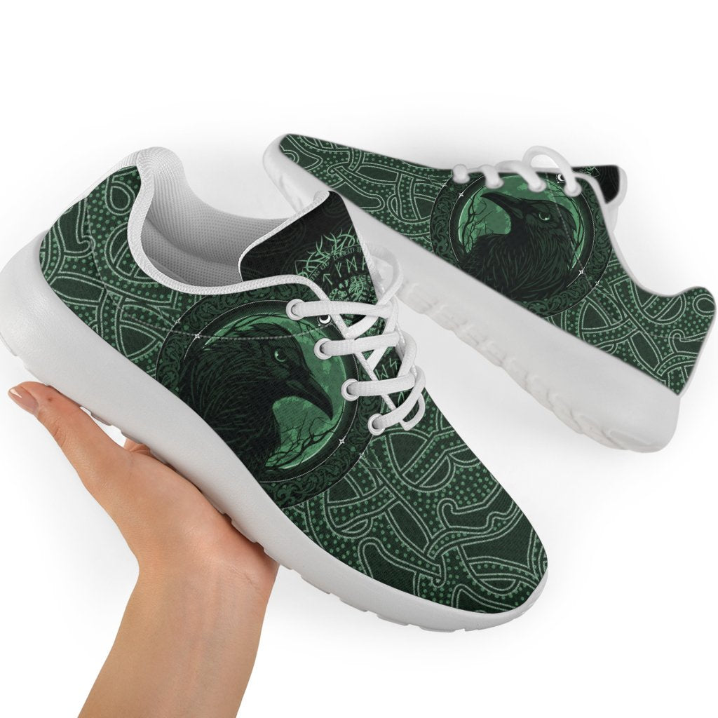 Viking Sporty Sneakers, Ethnic Odin Raven Green RLT12