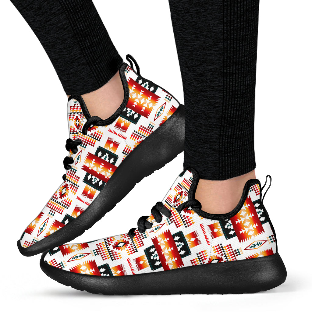 White Tribes Pattern Native American Mesh Knit Sneakers LT10