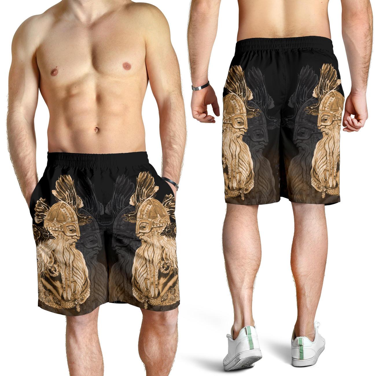 Viking All Over Print Men's Shorts Odin Raven Viking Gold RLT12