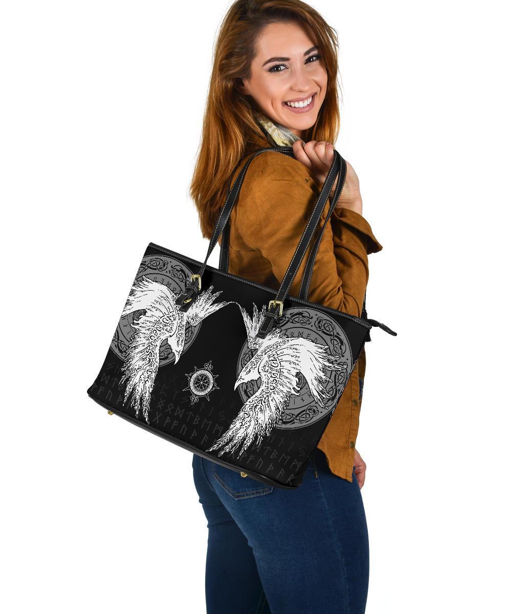Viking Large Leather Tote Mystical Raven Tattoo Special RLT12