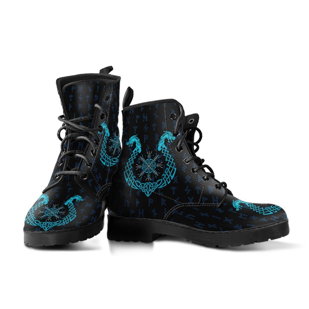 Viking Leather Boots, Aegishjalmur Helm Of Awe Blue Edition RLT12