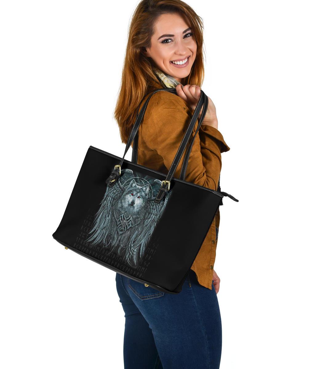 Viking Large Leather Tote, Spiral Wolf Spirit RLT12