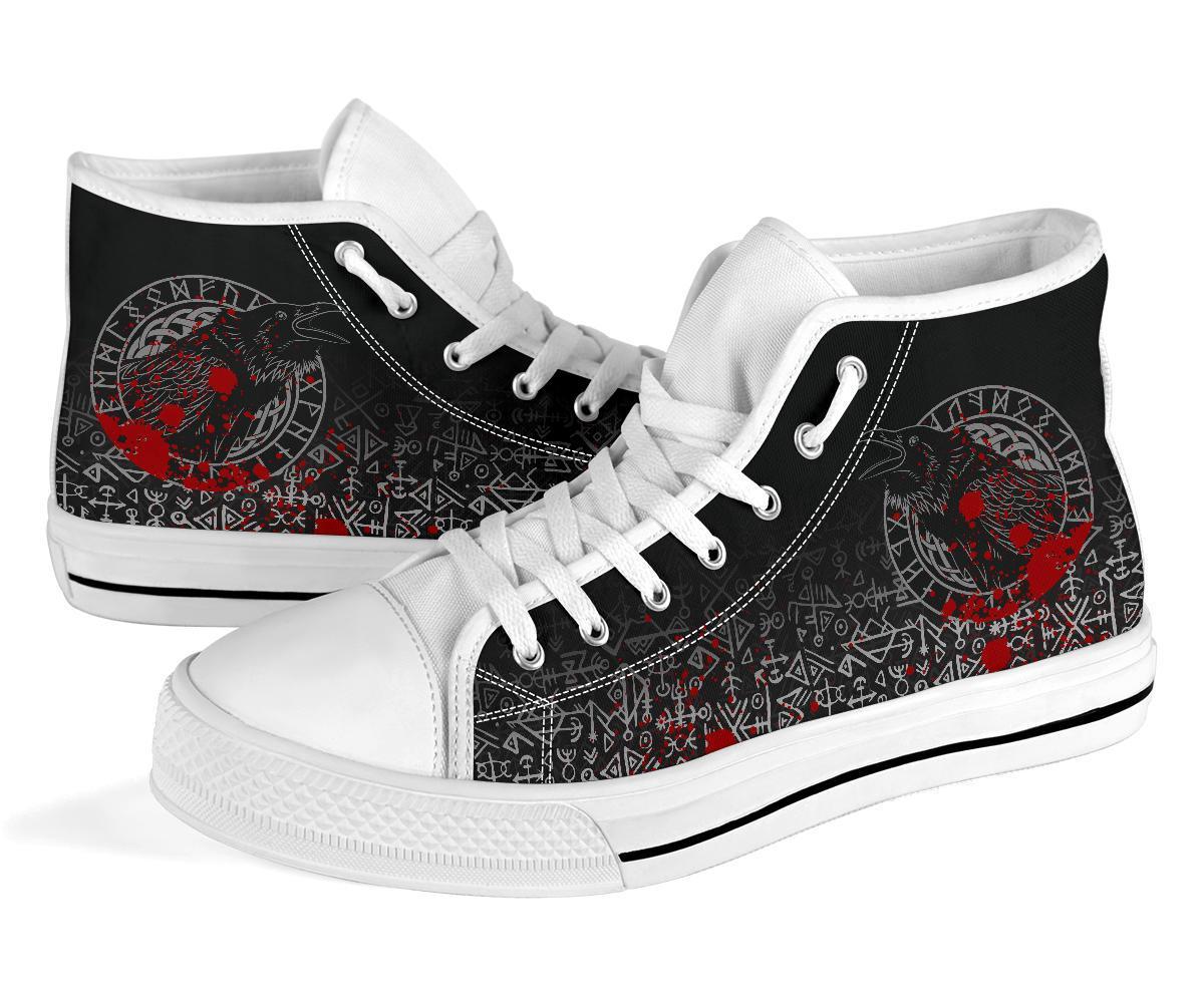Viking High Top Shoes Odin Raven Rune Futhark Blood RLT12