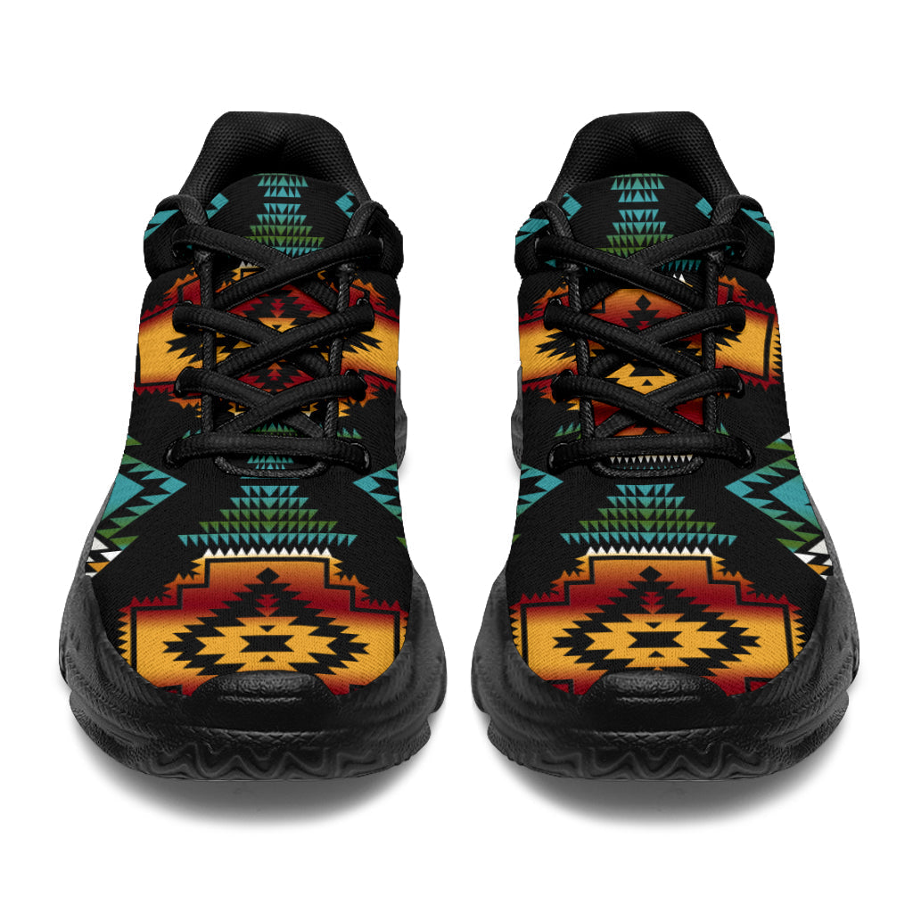 Native American Patterns Black Red Chunky Sneakers LT10