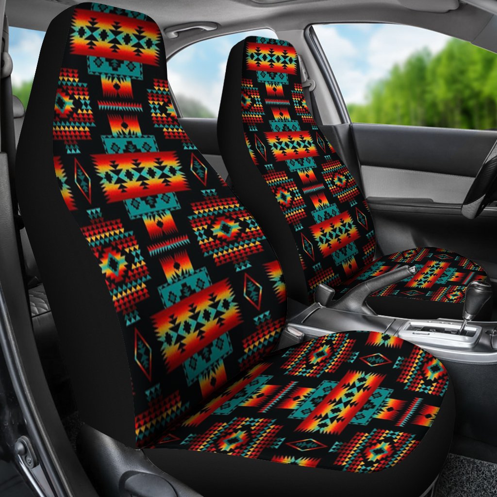 Black Navajo Pattern Native American Car Seat Covers LT10