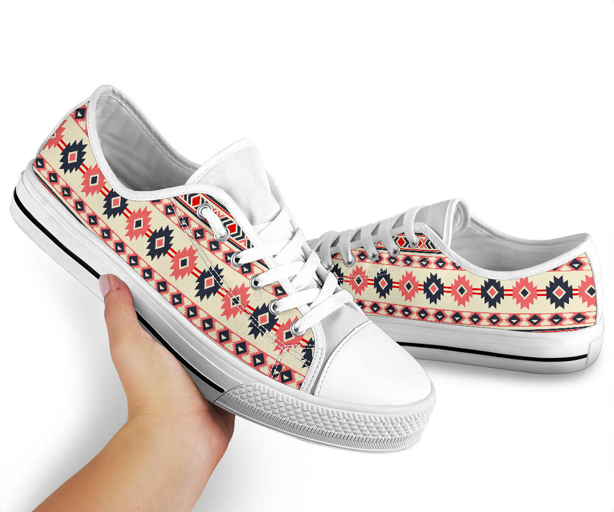 Pink and Navy Pattern Native American No Box Low Top Shoes Black LT10