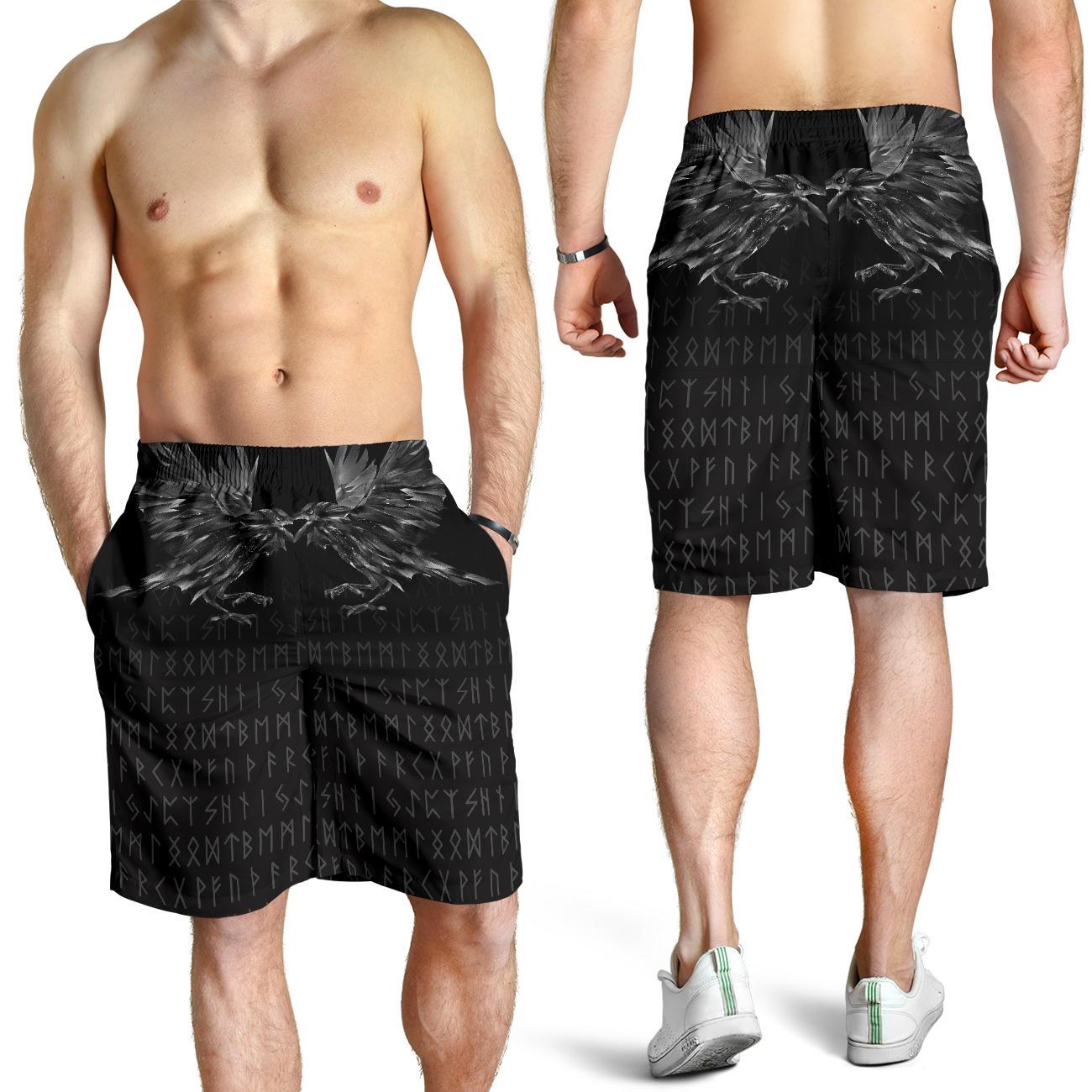 Viking Men's Shorts - Odin Huginn and Muninn Rune RLT12