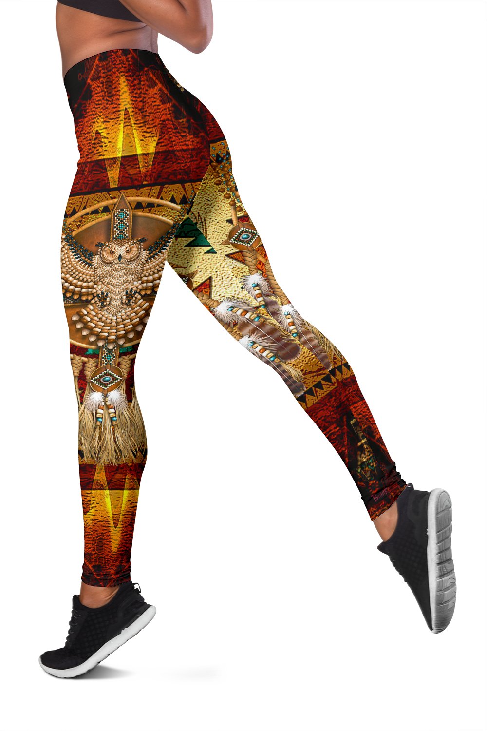 Golden Owl Dreamcatcher Native American Women's Leggings LT10