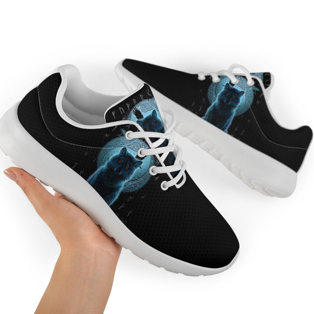 Viking Sporty Sneakers, Fenrir Viking Wolf and Moon RLT12