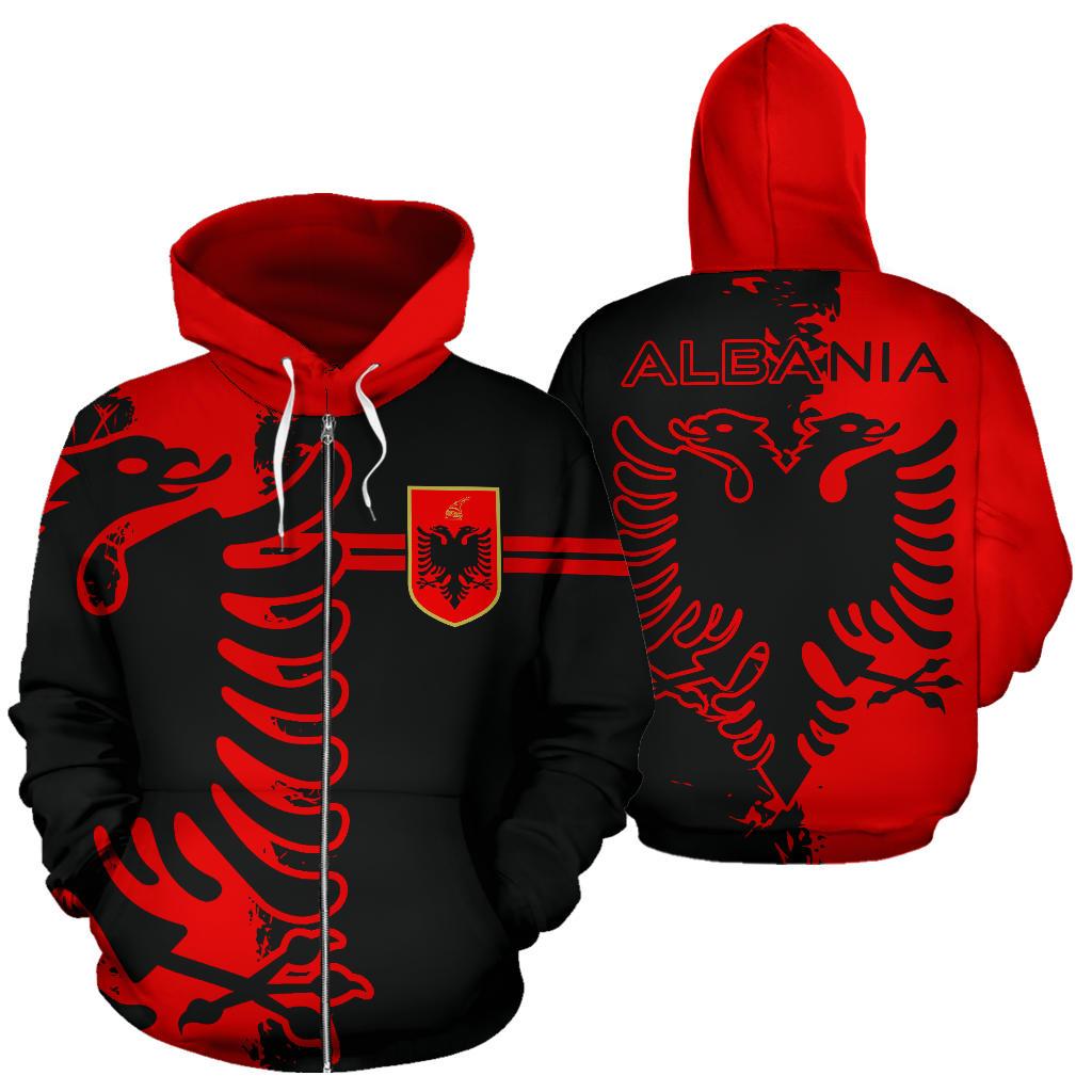Albania Flag Zip Up Hoodie Mystic Style