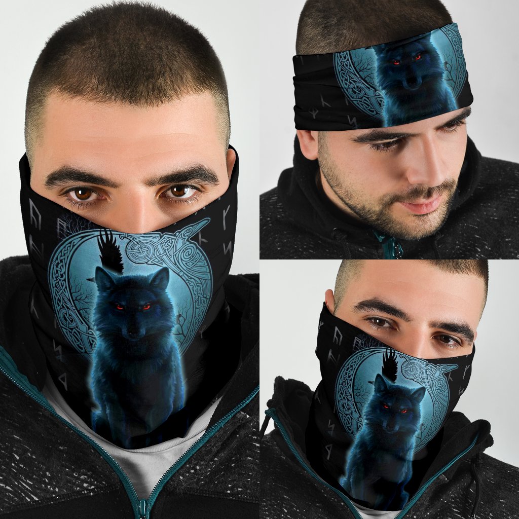 Viking Neck Gaiter 3 Pack, Fenrir Viking Wolf and Moon RLT12