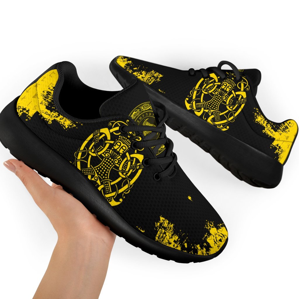 Viking Sporty Sneakers, Loki Bound Triskele Rune Gold RLT12