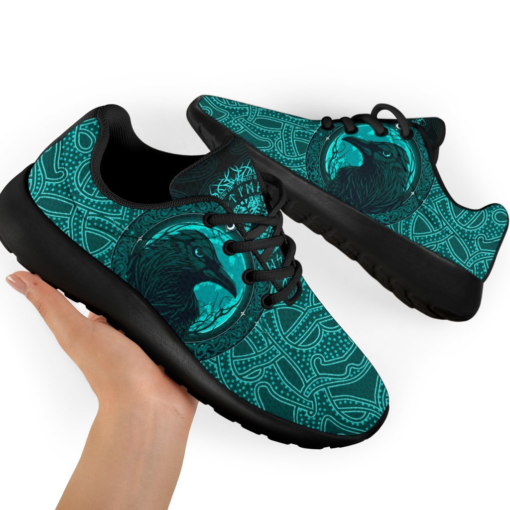 Viking Sporty Sneakers, Ethnic Odin Raven Cyan RLT12