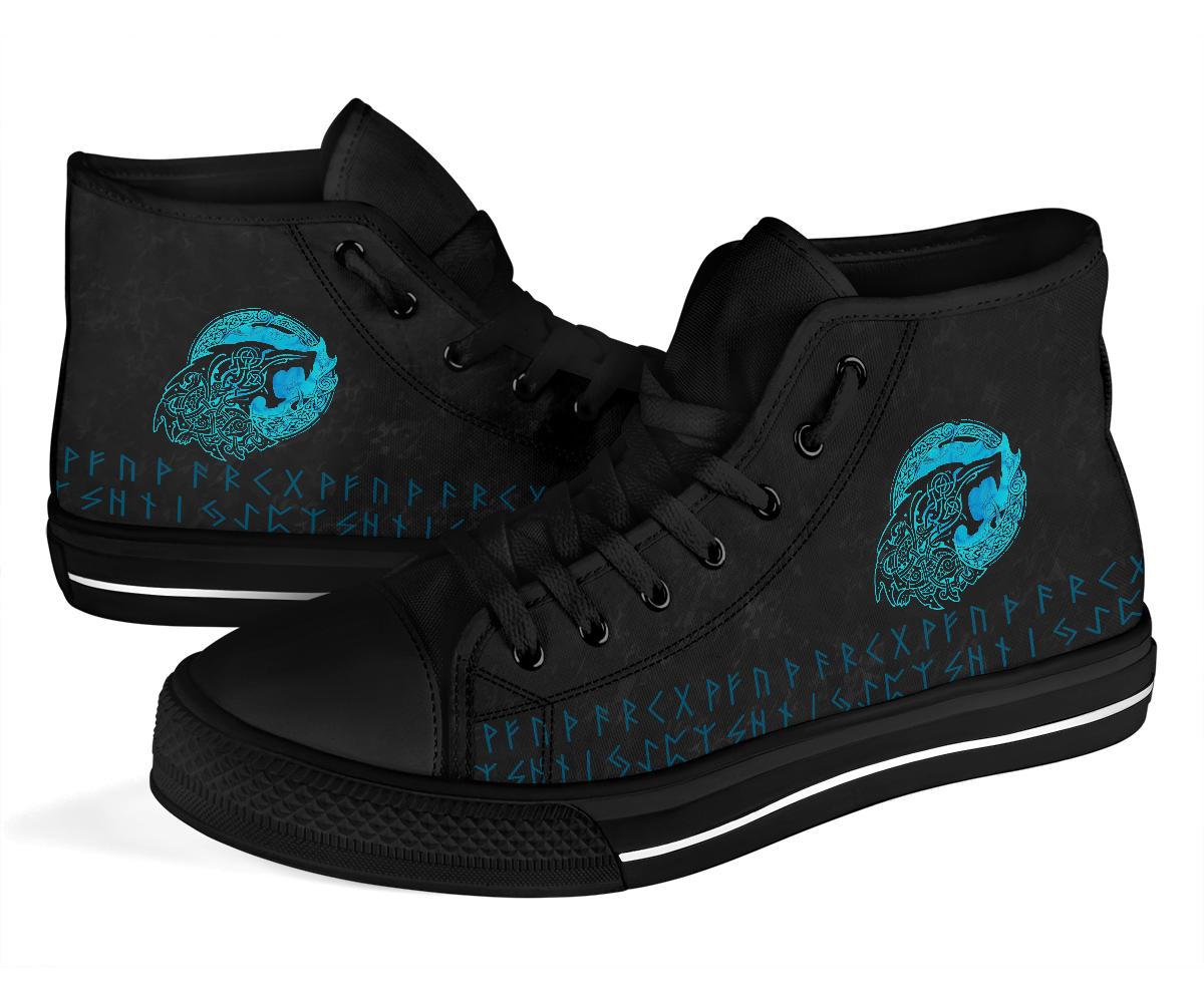Viking High Top Shoes Fenrir Wolf Cyan RLT12