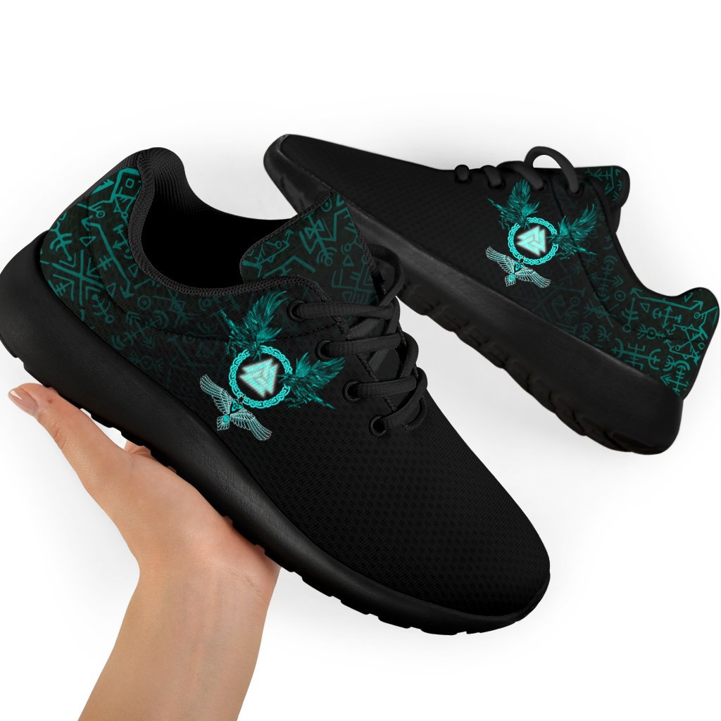 Viking Sport Sneakers Three Raven and Valknut Cyan RLT12