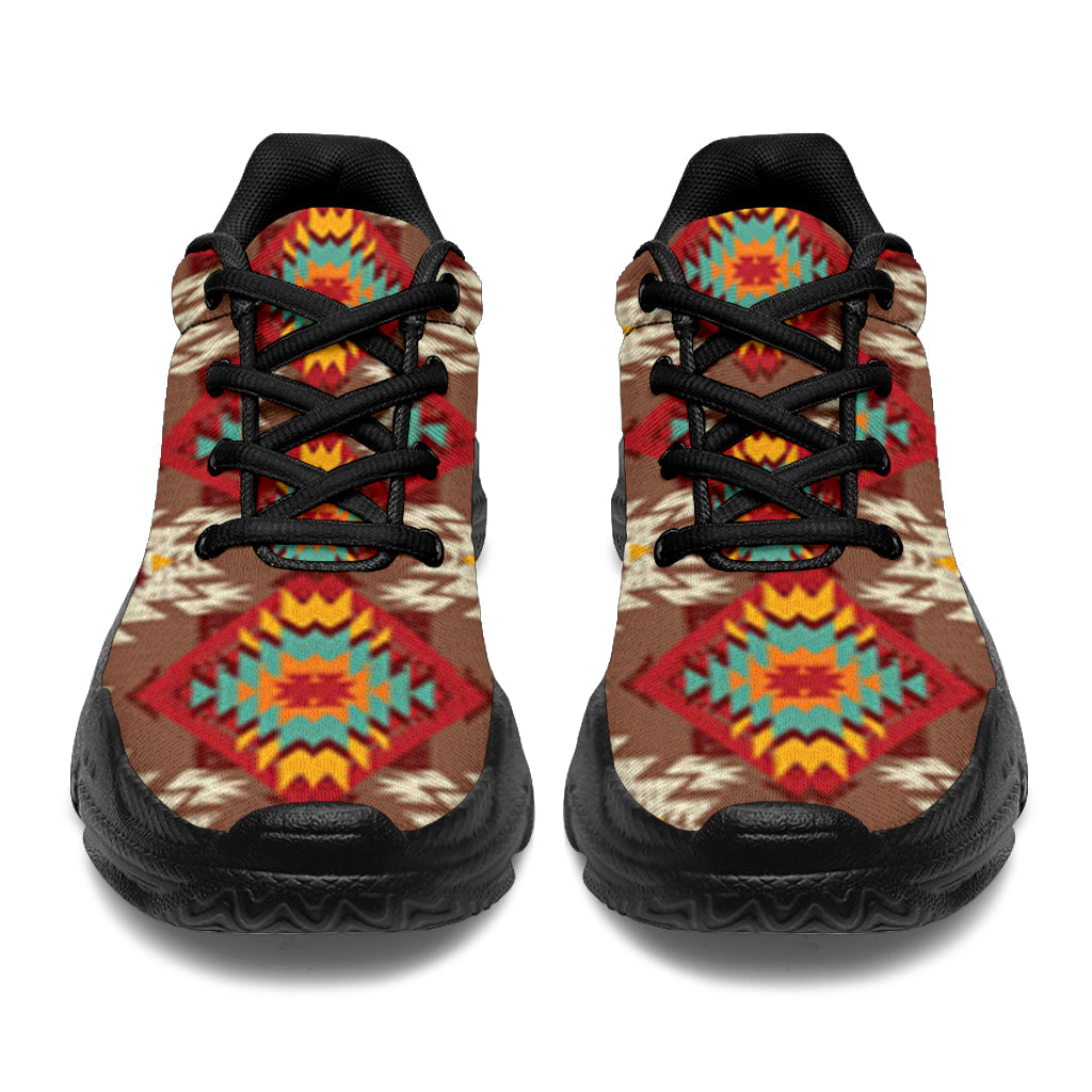 Native American Red Pattern Chunky Sneakers LT10