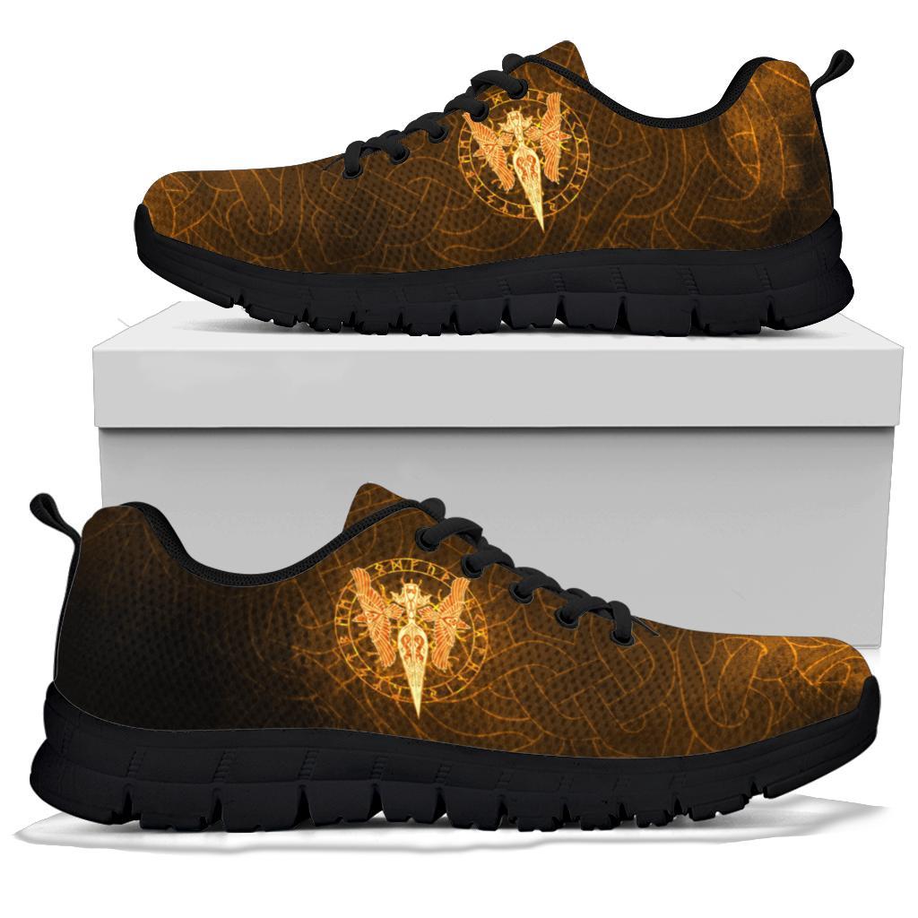 Viking Sneakers Gold Spear Of The God Odin - Gungnir and Two Gold Ravens RLT12
