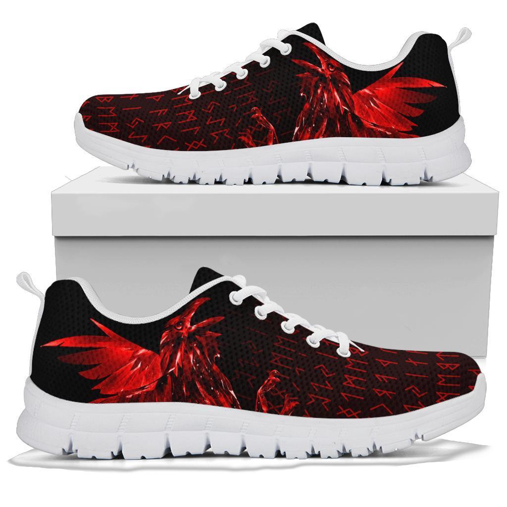 Viking Sneakers - The Raven Of Odin Rune, Red RLT12