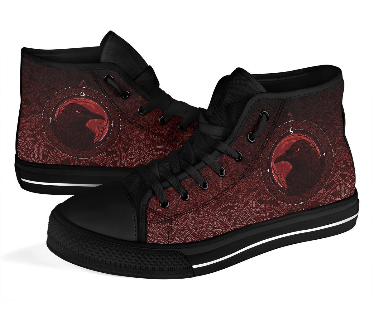 Viking High Top Shoes, Ethnic Odin Raven Red RLT12
