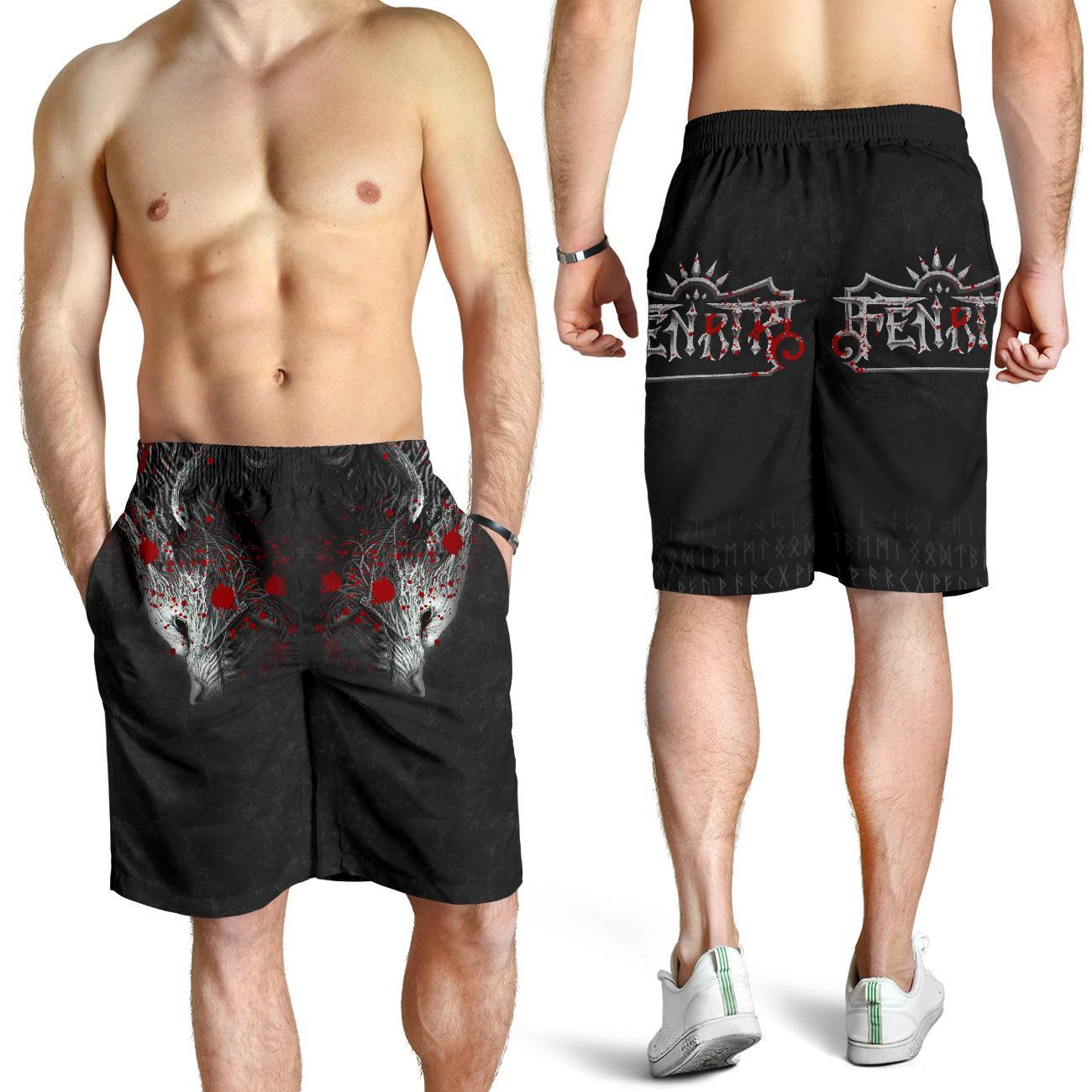 Viking All Over Print Men's Shorts Fenrir Blood RLT12