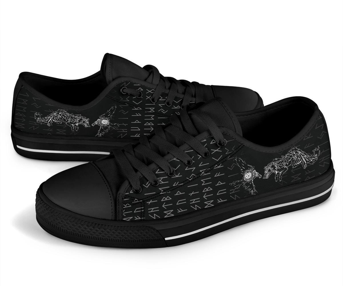 Viking Low Top Shoes Raven and Wolf Special Tattoo RLT12