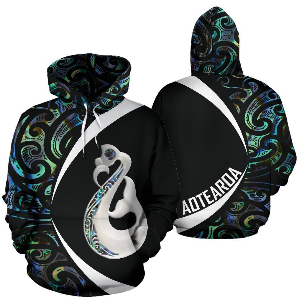Aotearoa Maori Manaia Paua Shell Hoodie Circle Style