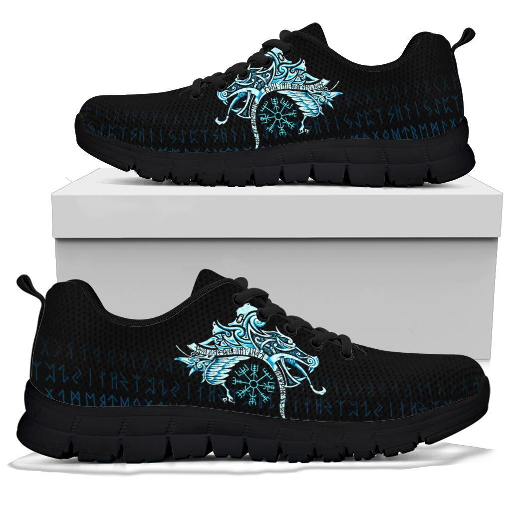 Viking Sneakers, Fenrir Raven and Vegvisir Tattoo Cyan RLT12