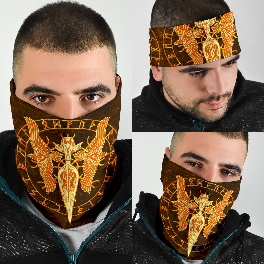 Viking Bandana 3 Pack Gold Spear Of The God Odin Gungnir and Two Gold Ravens RLT12