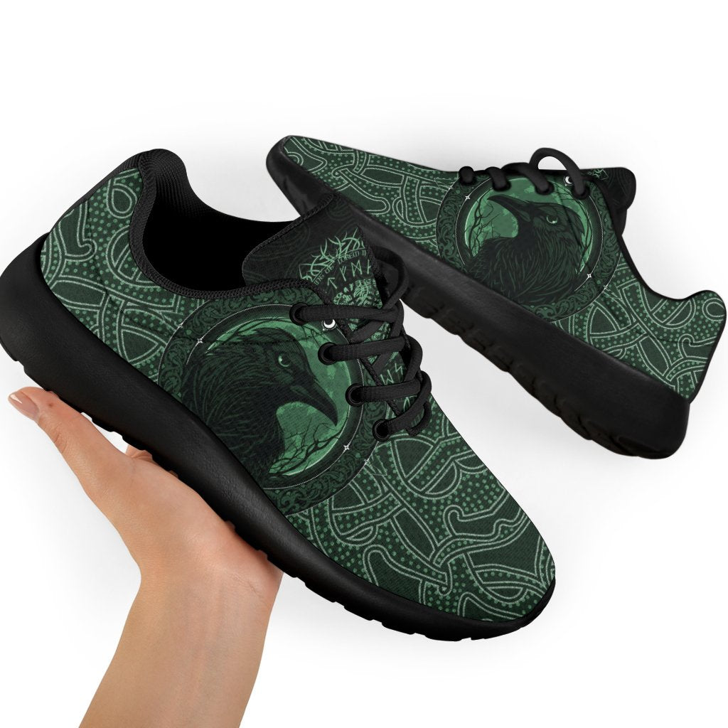 Viking Sporty Sneakers, Ethnic Odin Raven Green RLT12