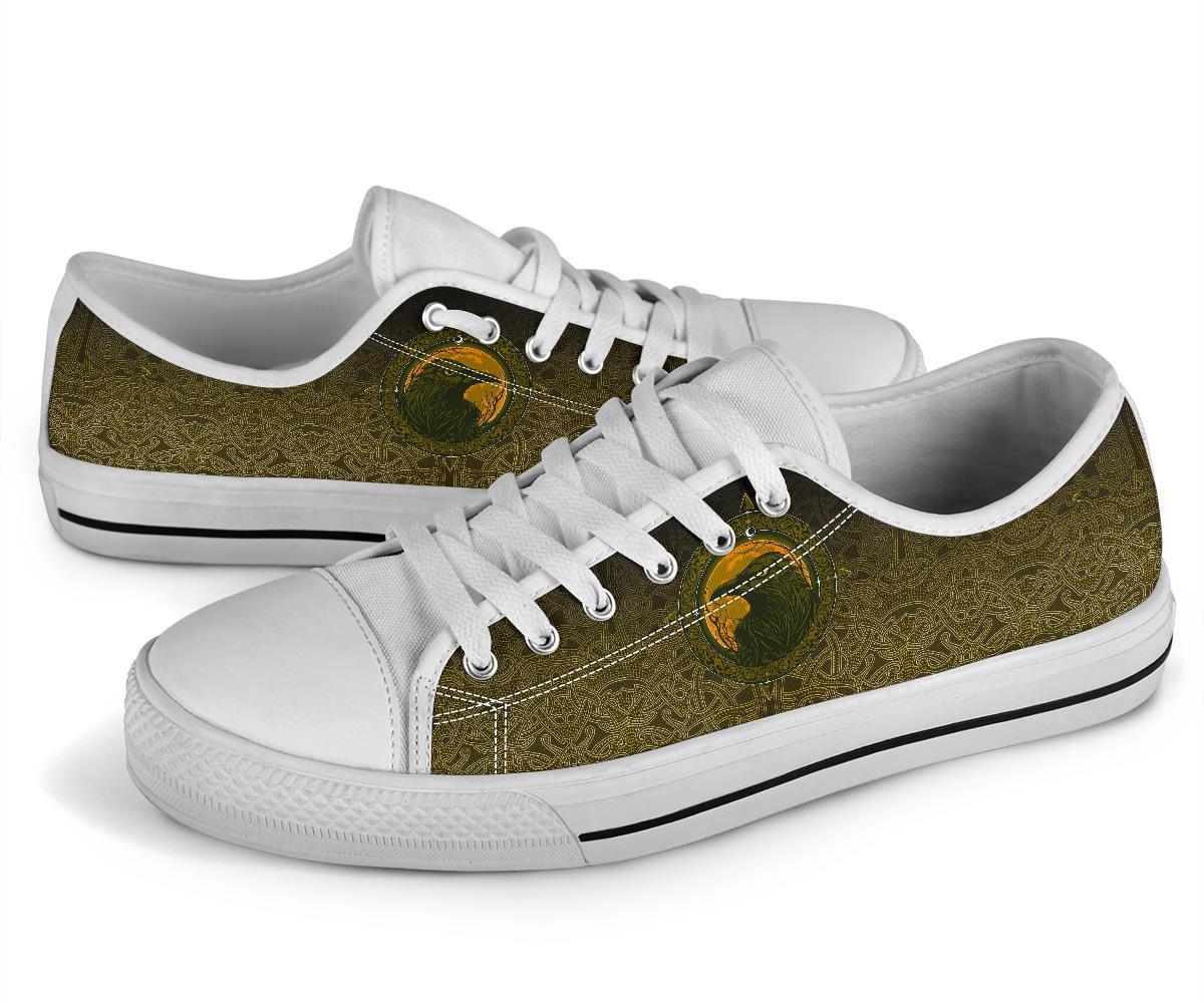 Viking Low Top Shoes, Ethnic Odin Raven Gold RLT12